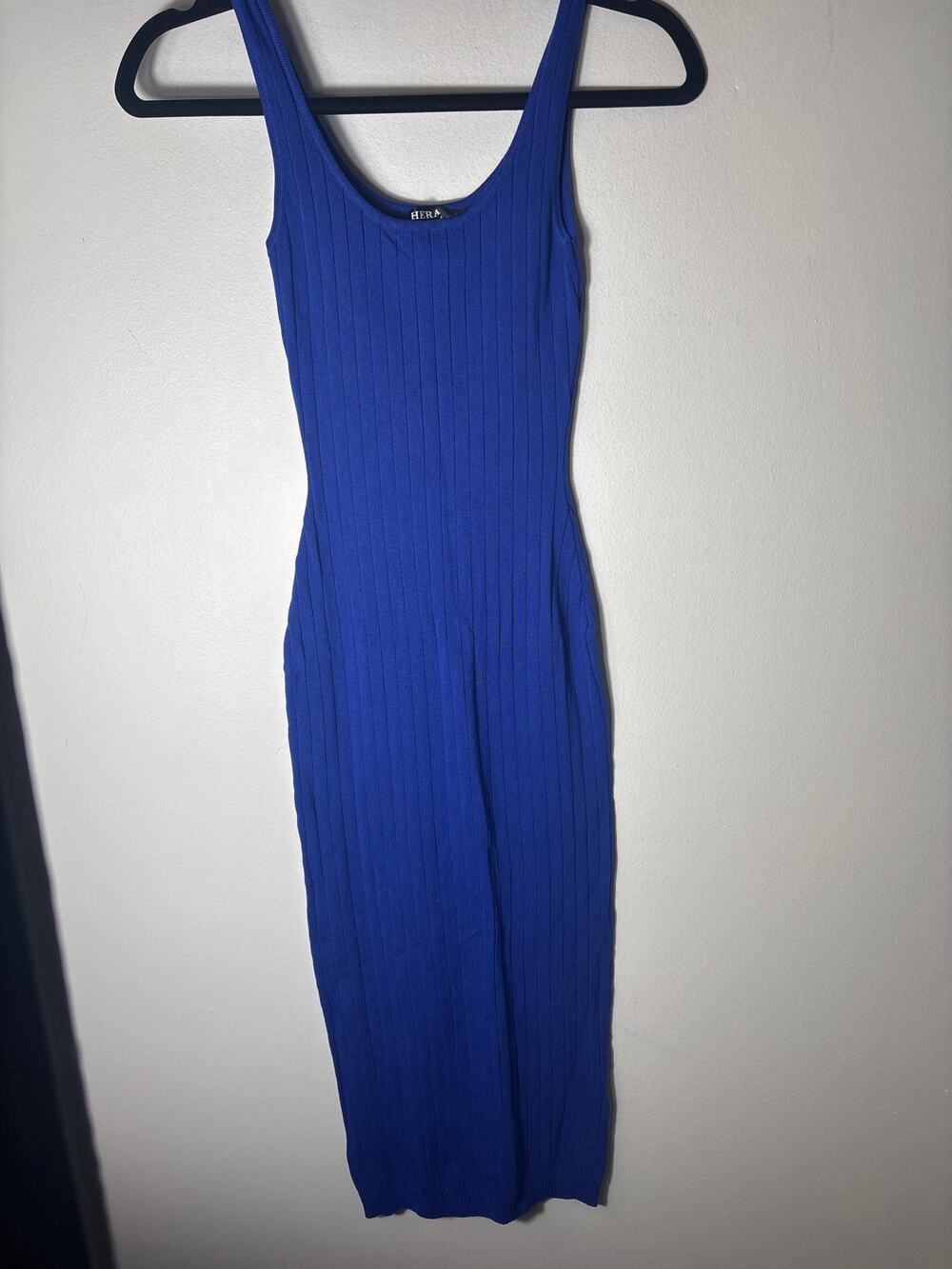 Hera Collection Deep Blue Ribbed Bodycon Dress Sz S